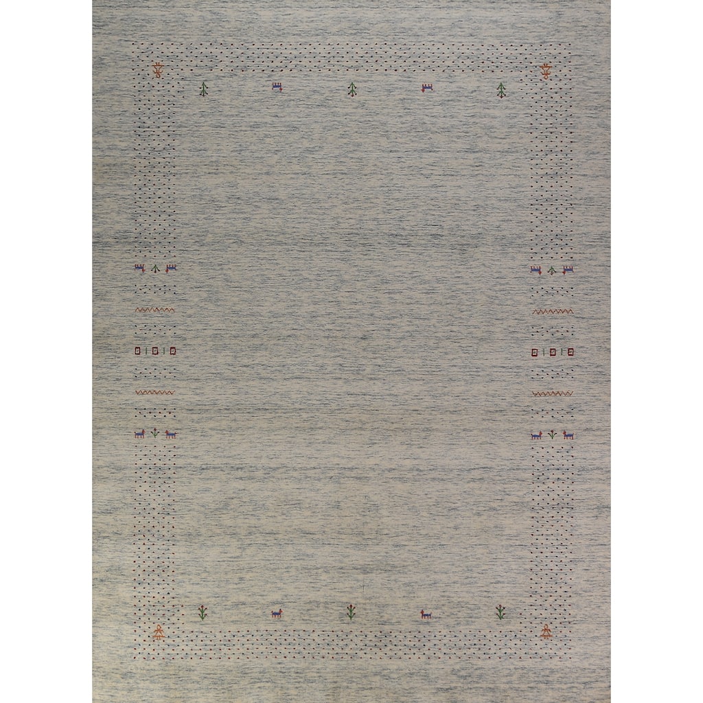 Tribal Gabbeh Oriental Rug Hand-Knotted Living Room Wool Carpet - 9'0" x 11'7"