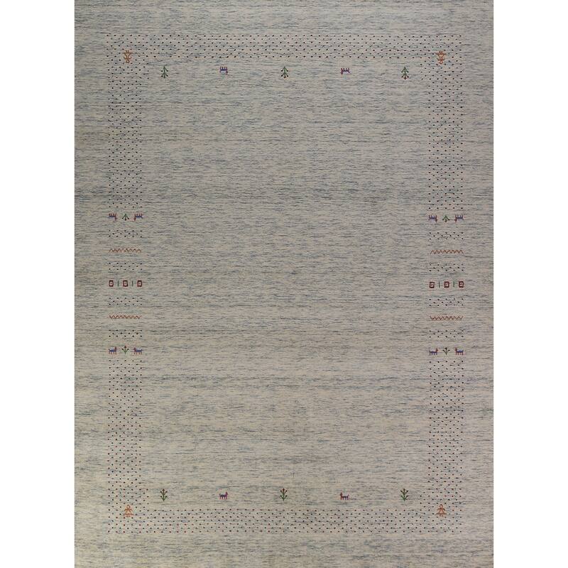 Tribal Gabbeh Oriental Rug Hand-Knotted Living Room Wool Carpet - 9'0" x 11'7"