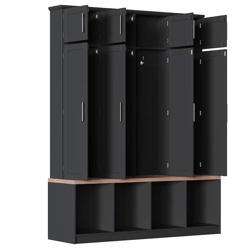Farmhouse Entryway Hall Tree ,Entryway Shoe Cabinet