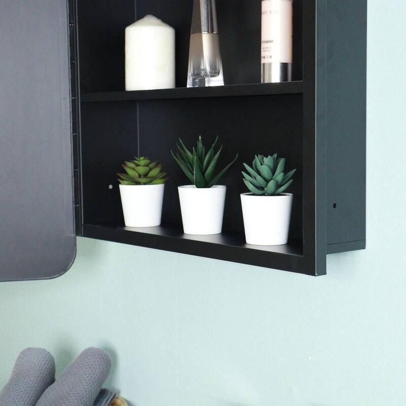 Black Framed Rectangular Medicine Cabinet with Mirror - 20" x 28"