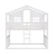 preview thumbnail 7 of 9, Twin Over Twin Bunk Bed With Ladder, House-shaped Bed with Windows, Pine Wooden Bed Frame with Guardrails, White