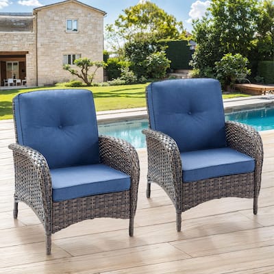 Gymojoy Stylish High Back Outdoor Wicker Dining Chairs Set of 2