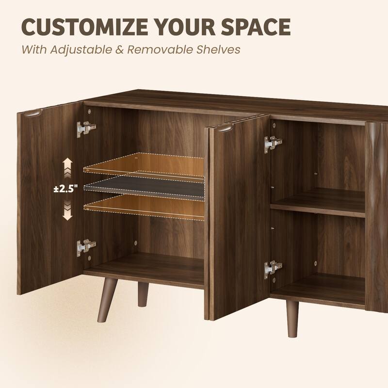 EROMMY 58" Accent Storage Cabinet with Adjustable Shelves, Sideboard Buffet with Doors for Living Room