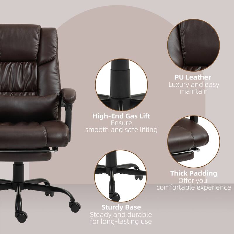 Vinsetto Office Desk Chair Recliner, Height Adjustable Movable Lumbar Support with 6-Point Vibrating Massage
