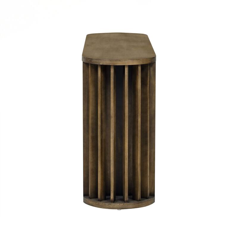 Console Table,Oak Veneer Sofa Table,Curved and Straight Line Design,Behind the Couch, Farmhouse Entryway Table for Entrance