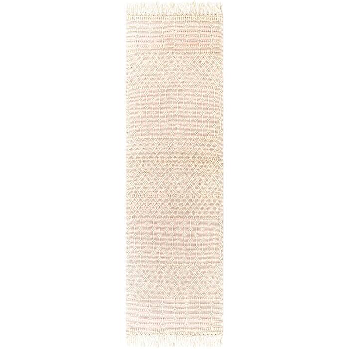Thackery Handmade Farmhouse Stripe Wool Area Rug - Pink/Cream - 2' 6" x 8'