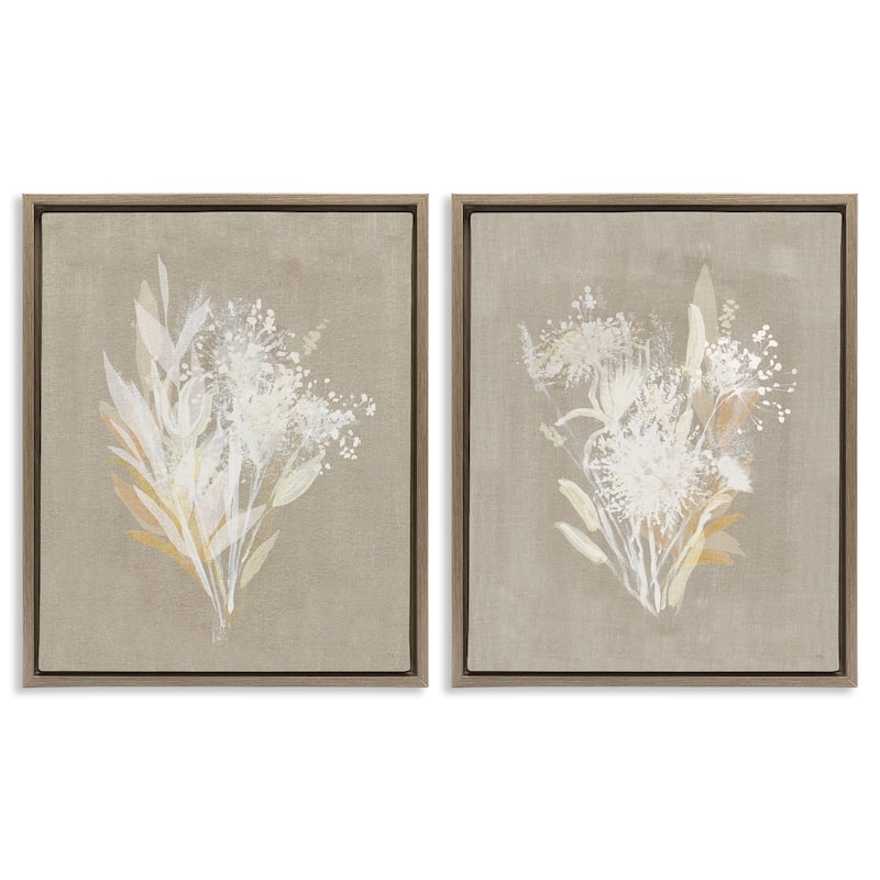 Stupell Natural Herb Impression Framed Floater Canvas Wall Art Design By Susan Jill (Set of 2) - 25 x 31 - Brown