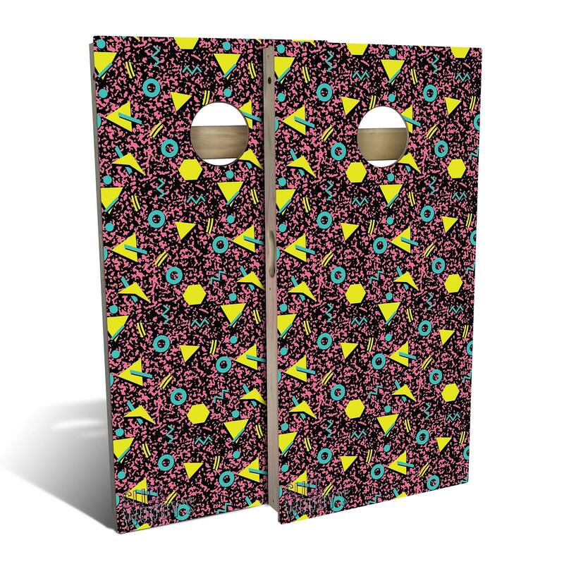 80s Pink Outdoor Cornhole Board Set - Backyard 2x4 - NO Accessories