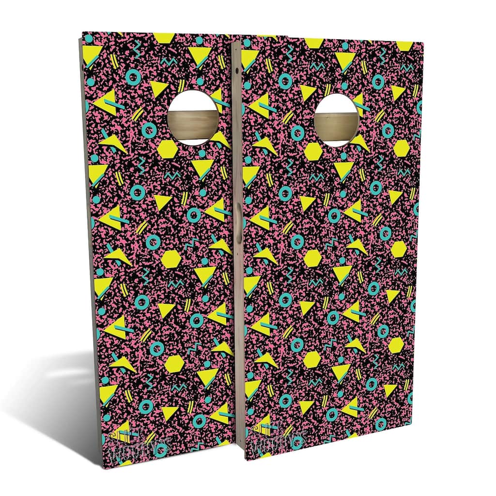 80s Pink Outdoor Cornhole Board Set