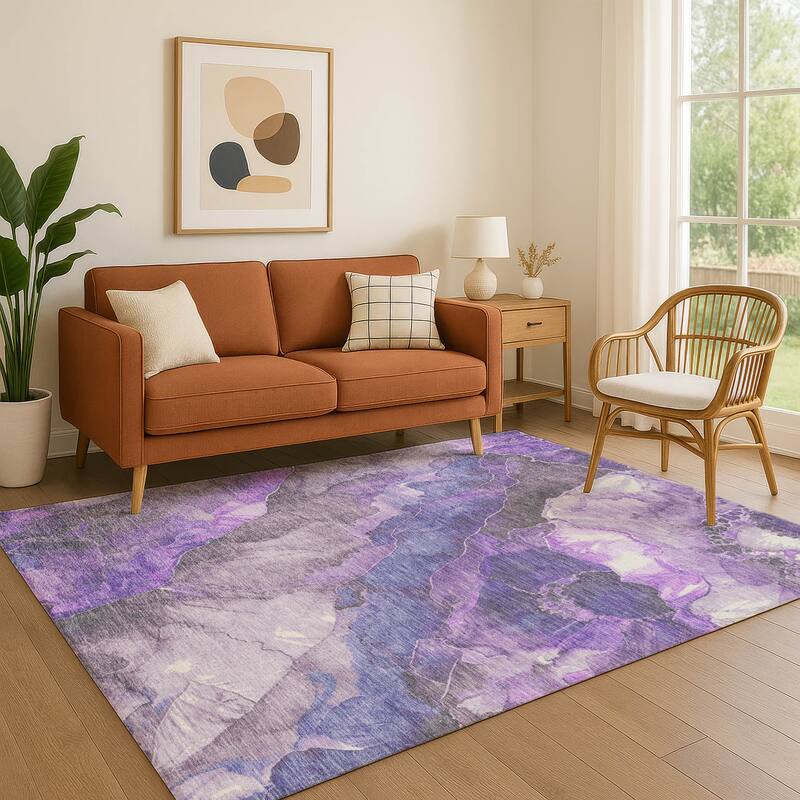 Premium Washable Super Soft Modern Chic Mayfield Rug - Lavender - 8' x 10'