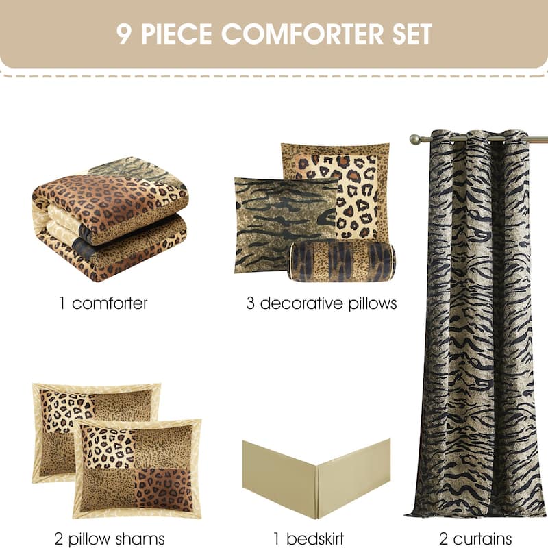 Nanshing Africa 9 Piece Animal Print Comforter Set