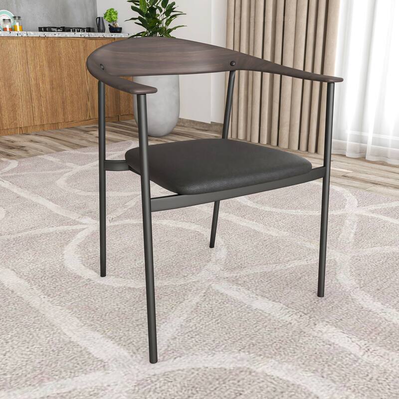 Leather Dining Chair with Stainless Steel Frame Set of 2 Kora Series