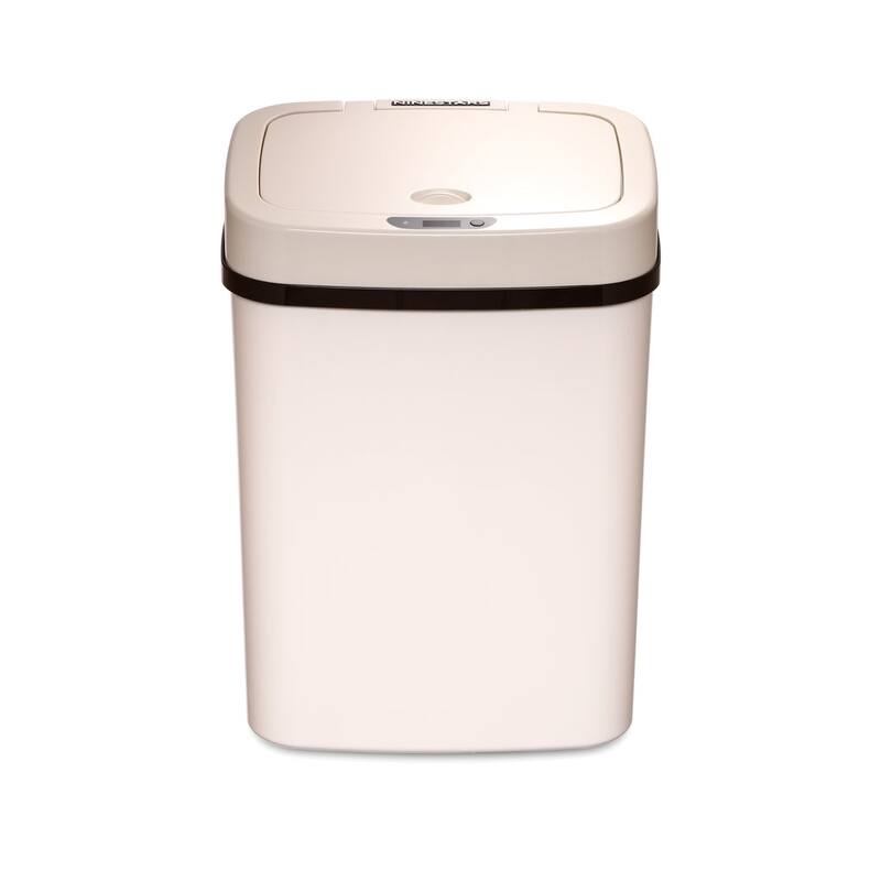 NINESTARS 3.2 Gallon White Rectangular Motion Sensor Trash Can