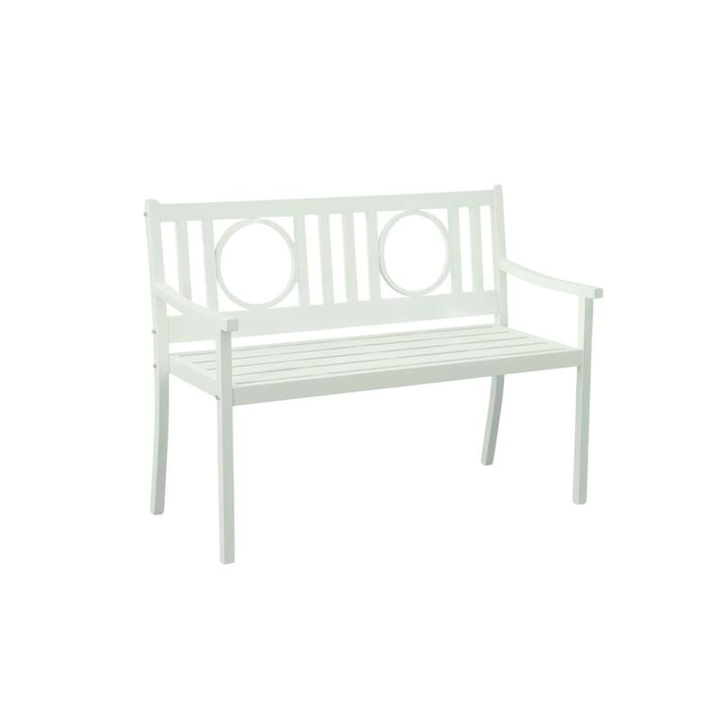Slatted Steel Outdoor Patio Bench - 45" - White
