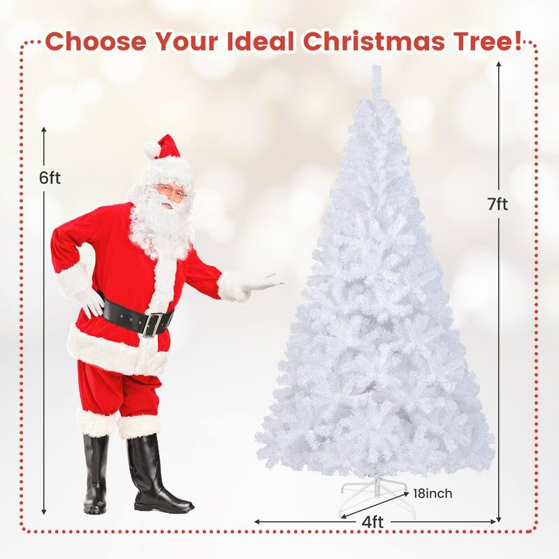 7 Feet White Christmas Tree with Solid Metal Legs