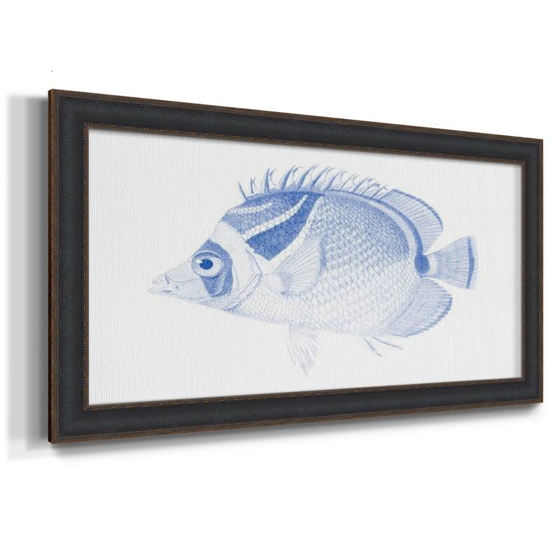 Blue & White Tropical Fish IV Premium Framed Canvas- Ready to Hang