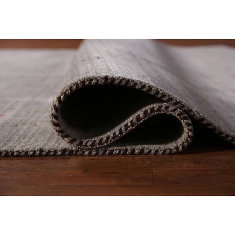 Hand Knotted Oriental 100% Wool Carpet Tribal Animal Pictorial Greys & Charcoal Gabbeh Area Rug - 9' 9'' X 8' 2''