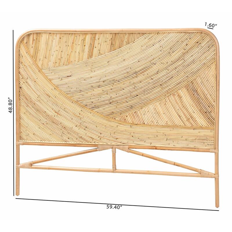 Delphi Modern Bohemian Natural Brown Rattan Queen Size Standalone Headboard