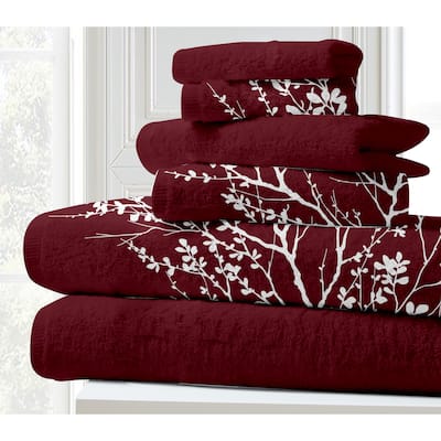 SL SPIRIT LINEN HOME EST. 1988 6pc Foliage Cotton Bath Towel Set