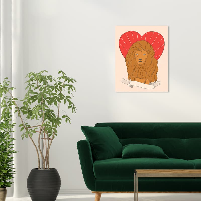 Wynwood Studio Canvas Animals Lion of Misterious Love Red Wall Art Canvas Print - 20 x 24
