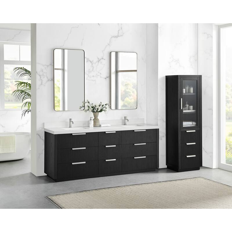 Santarem Double Vanity with Pure White Quartz Stone Top without Mirror