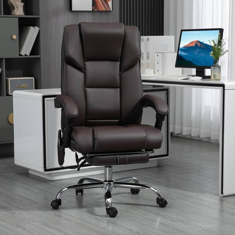 Massage Office Chair with Lumbar Heating, 6 Vibration Points, Footrest & Adjustable Height