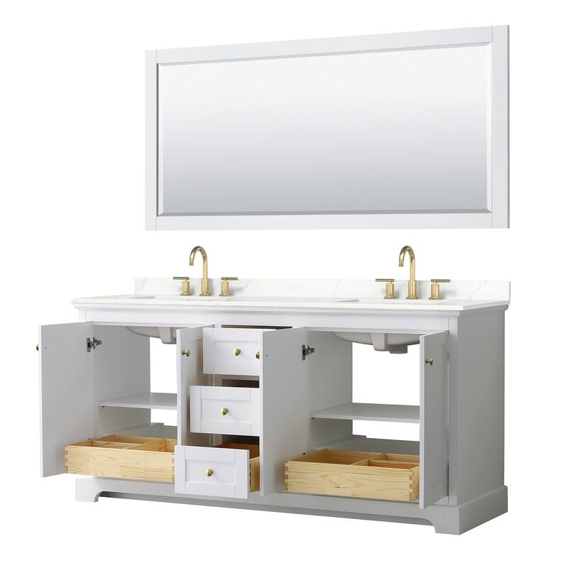 Avery 72-inch Double Vanity, Quartz Top, 70-inch Mirror