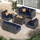 preview thumbnail 103 of 154, FINCATI Outdoor High-back Wicker Patio Sectional Set, 500 lbs Luxury Oversized Conversation Set, Spacious Couch Set