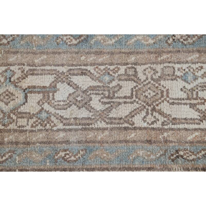 Muted Traditional Geometric Hamedan Persian Area Rug Wool Handmade - 6'10" x 9'9"