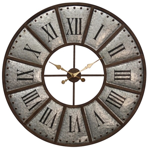 StyleCraft SC-WC2122 39 3/8" Metal Windmill Analog Clock - Galvanized