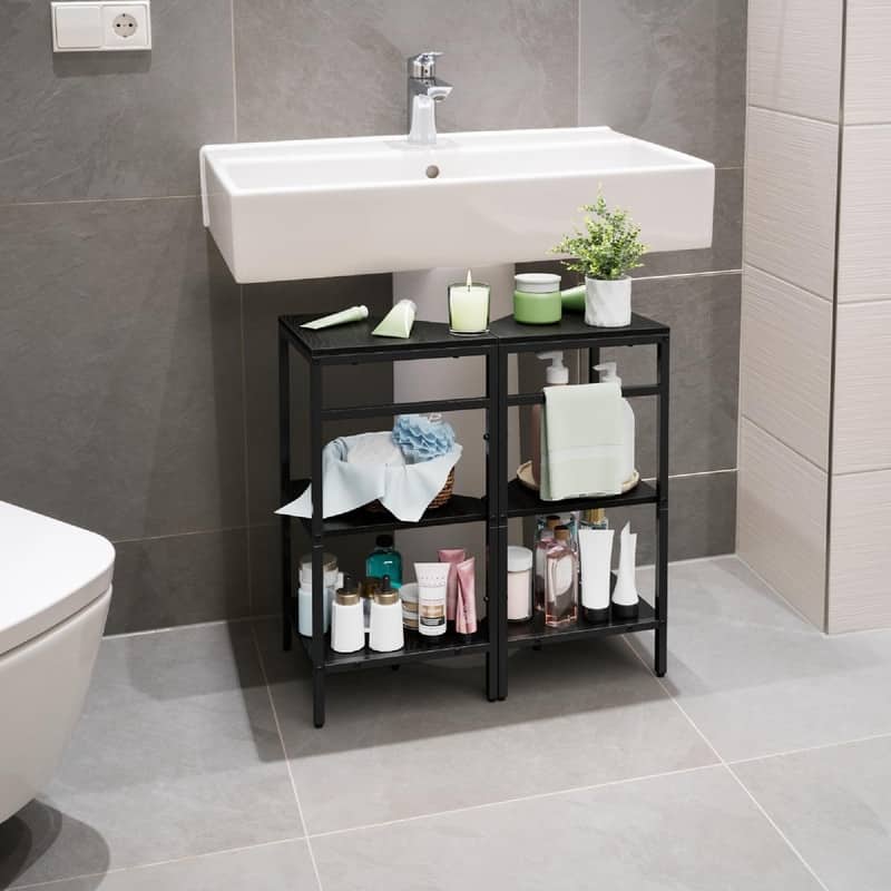 3 Tier Wooden Corner Shelves Standing - 23.62"D x 11.81"W x 24.6"H