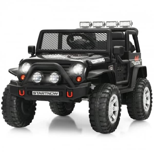 slide 2 of 32, 12V Kids Remote Control Electric Ride On Truck Car with Lights and Music - 45" x 28.5" x 28.7" (L x W x H) Black