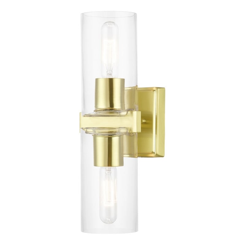 Livex Lighting 2-light Satin Brass Vanity Sconce, 18032-12 - 15" W 5" H 5.25" EXT