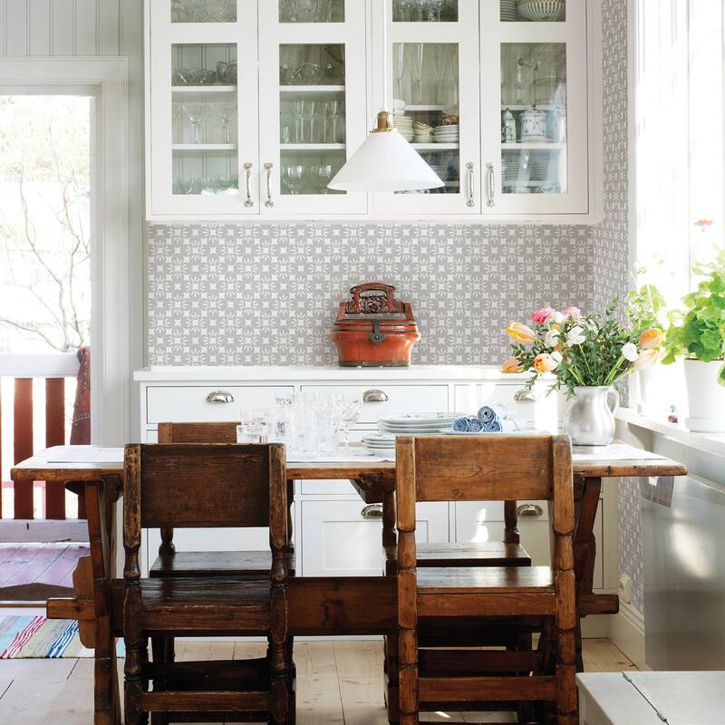 A-Street Prints Orbit Dove Floral Wallpaper