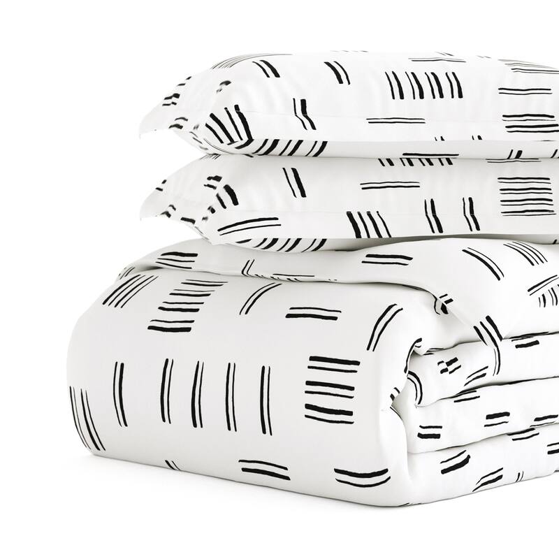 Becky Cameron Geo Dash 3-Piece Duvet Cover Set - Gray - King