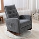 preview thumbnail 38 of 42, Roomfitters High Back Rocking Chair Nursery Chair, Comfortable Rocker Fabric Padded Seat, Modern High Back Armchair, Beige