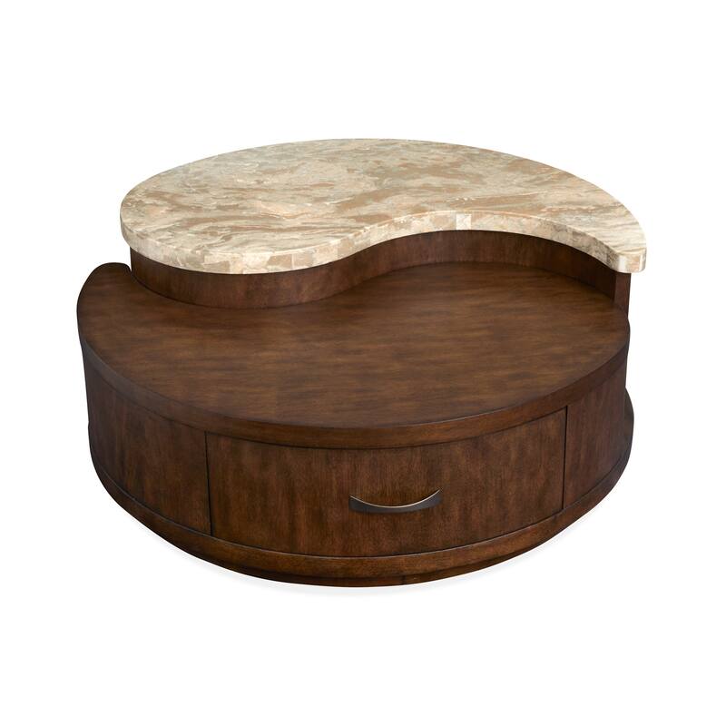 Magnussen Home Mcpherson Burnt Umber Round Cocktail Table with Casters - 40''W x 40''D x 17''H