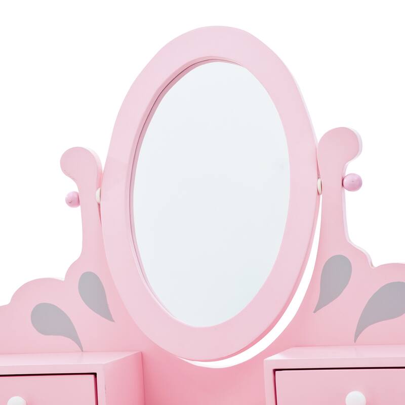 Teamson Kids - Little Princess Rapunzel Play Vanity Set - Pink / Grey