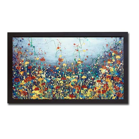 Poem Flower by Daniel Lager Black Floater-Framed Canvas Giclee Art (20 in x 38 in Framed Size)