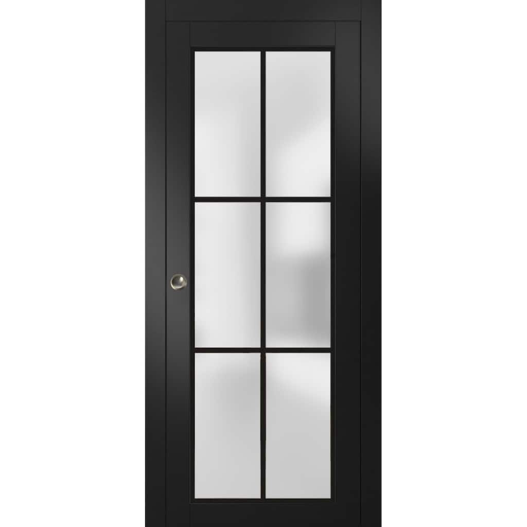 French Pocket Door 18 x 80 Planum 2122 Matte Black Kit Trims Rail