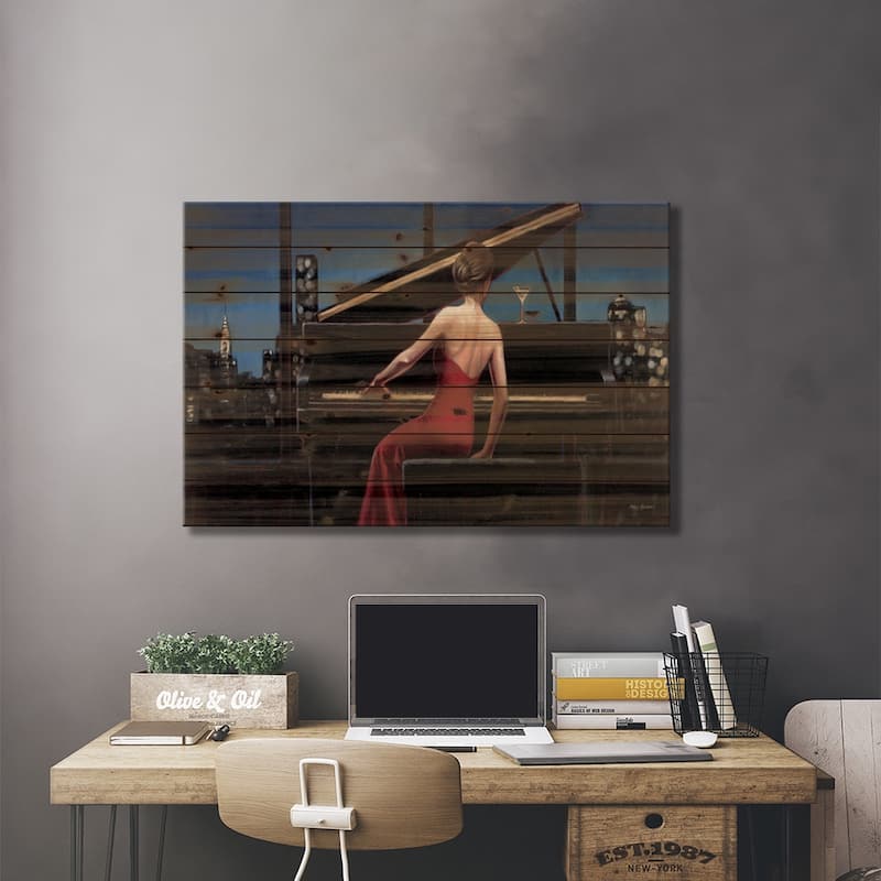Lady in Red Print On Wood by Marco Fabiano - Multi-Color