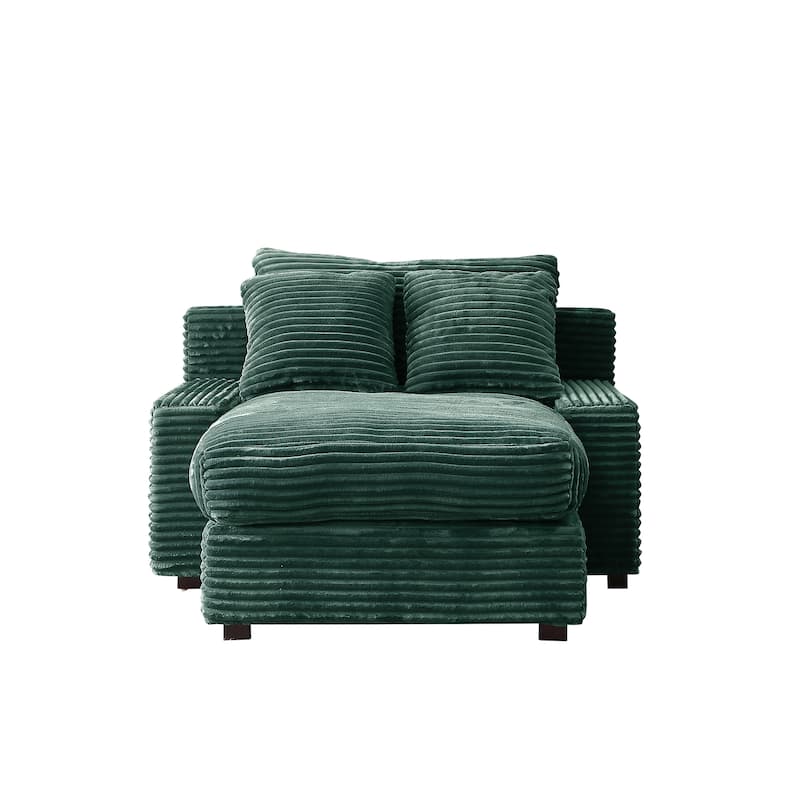 Corduroy Convertible Chair Bed with Removable Back Cushions and 350lb Capacity