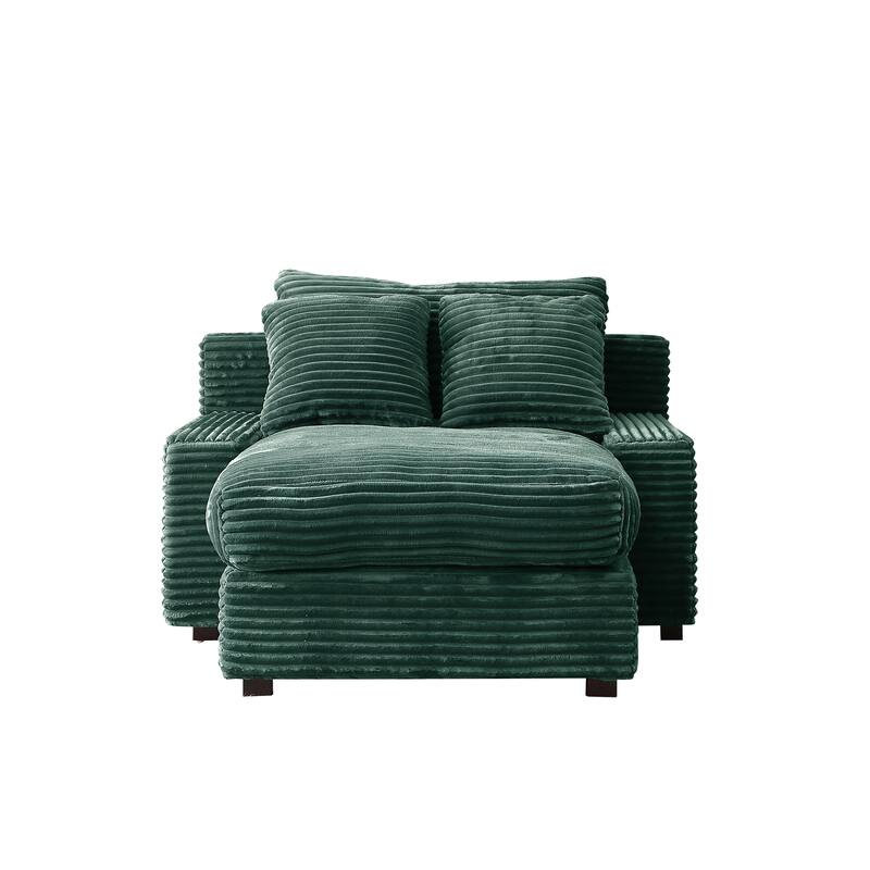 Corduroy Upholstered Lounge Chair with Storage Ottoman, Modern Leisure Sofa Chair, Chaise Reading Chair for Living Room, Bedroom