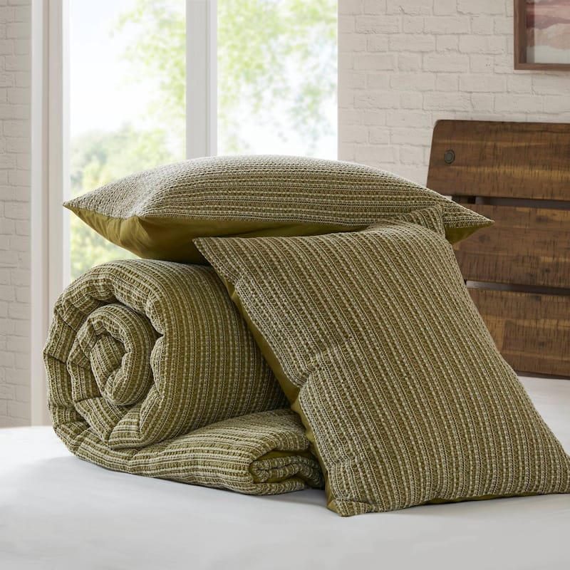 GDF Studio - Rowena Waffle Washed Cotton 3-Piece Comforter Set with Soft Textured Design