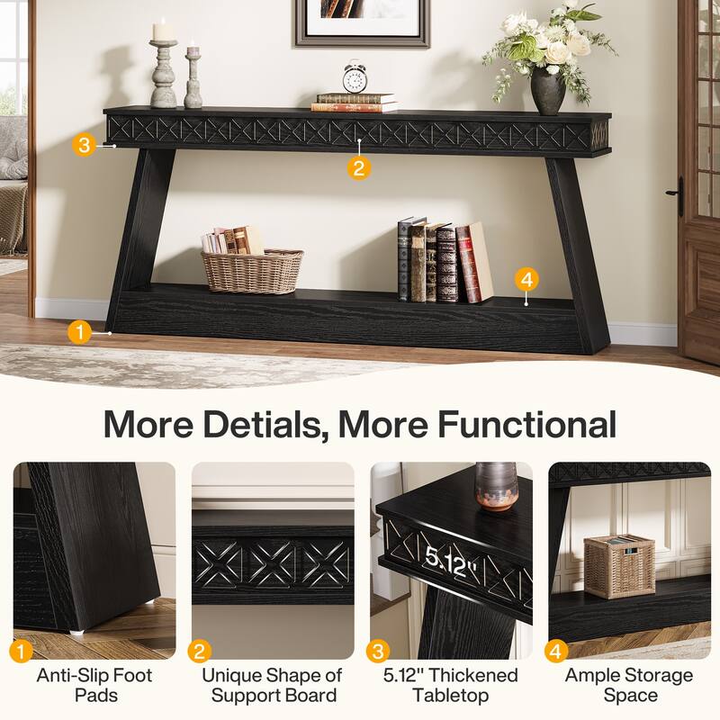 70.87 Inch Entryway Table, Narrow Console Table with Storage