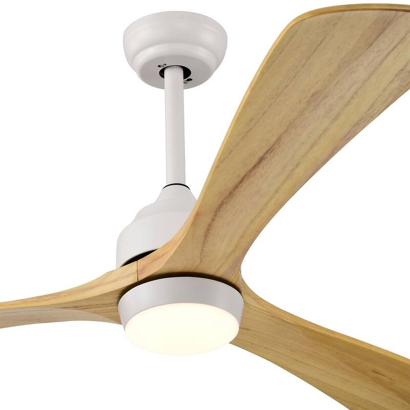 52 inch Smart Ceiling Fan Light with Remote Control with 3 Wood Blades,Flush Mount,Dimmable LED