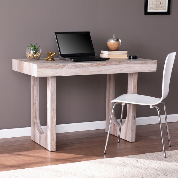 slide 1 of 8, Chadwick Contemporary Brown Faux Stone Desk