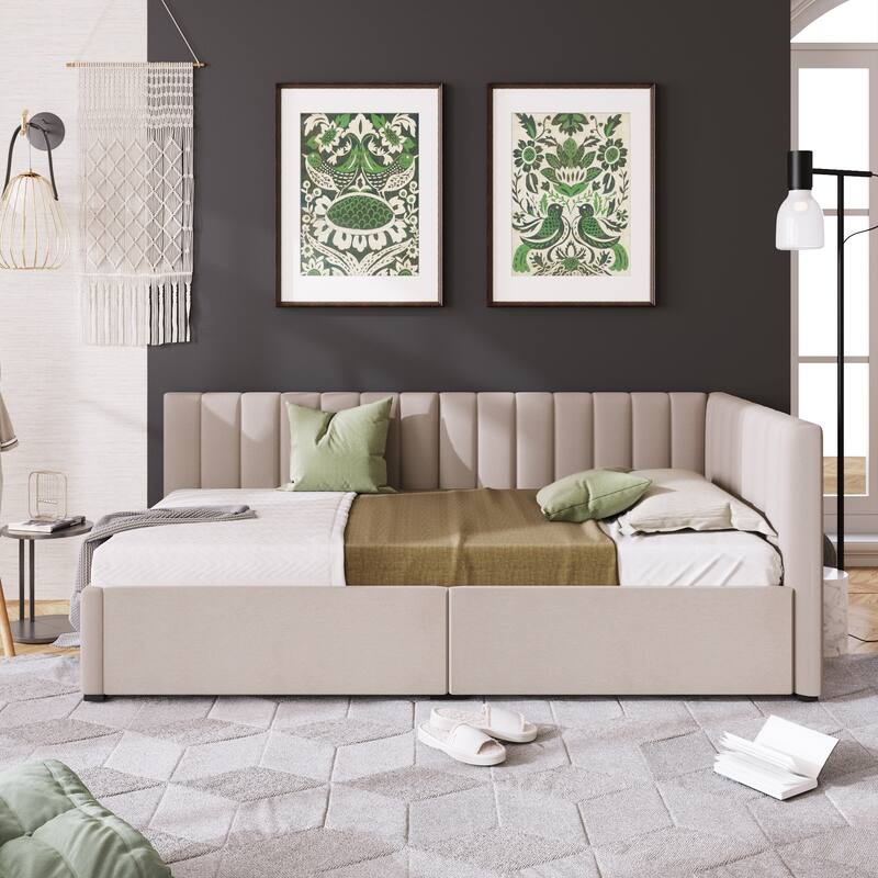 Upholstered Daybed with Two Storage Drawers