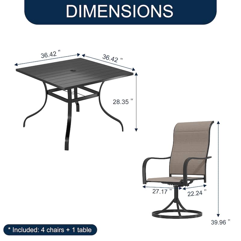 5 Pieces Outdoor Dining Set with 1 Square Table