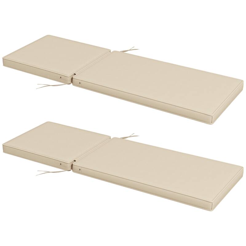 Outsunny 2 Patio Chaise Lounge Chair Cushions with Backrests, Replacement Patio Cushions with Ties for Outdoor Poolside Lounge
